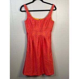 Nine West Womens Sleeveless Orange & Pink Chevron Lace Fit & Flare Dress Size 2
